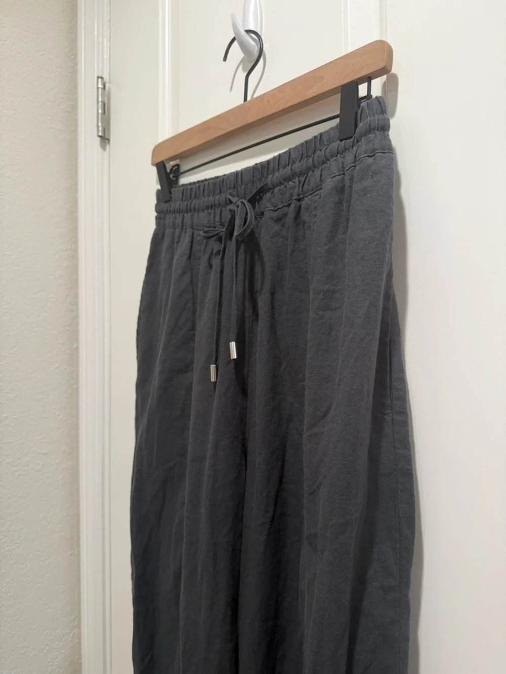 NWT ZARA Linen Blend Drawstring Pants‎ in Charcoal Grey size Small